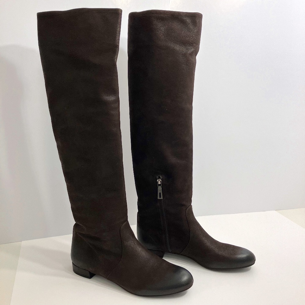 Prada Brown Suede Tall Boots Size 8.5